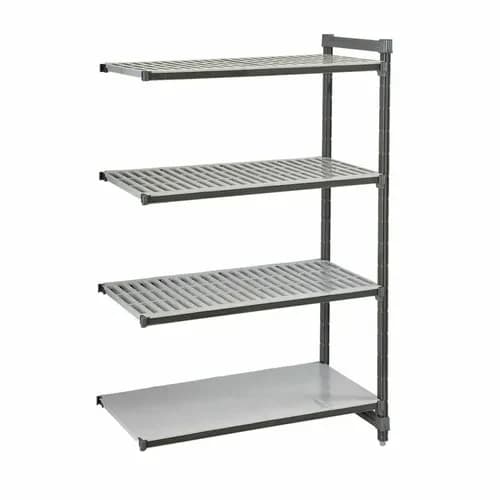 Cambro Camshelving EA186064VS4580 4-Shelf Polypropylene Brushed Graphite Add-On Shelving Unit 60"W X 18"D X 64"H — main image