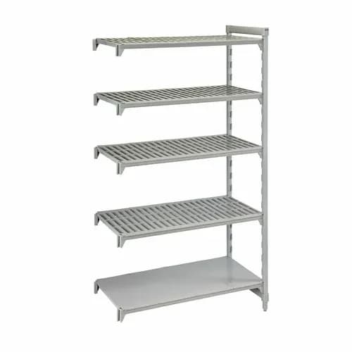 Cambro Camshelving CPA182484VS5PKG 5-Shelf Polypropylene-Covered Steel Posts Speckled Gray Shelving Kit 24"W X 18"D X 84"H — view 2