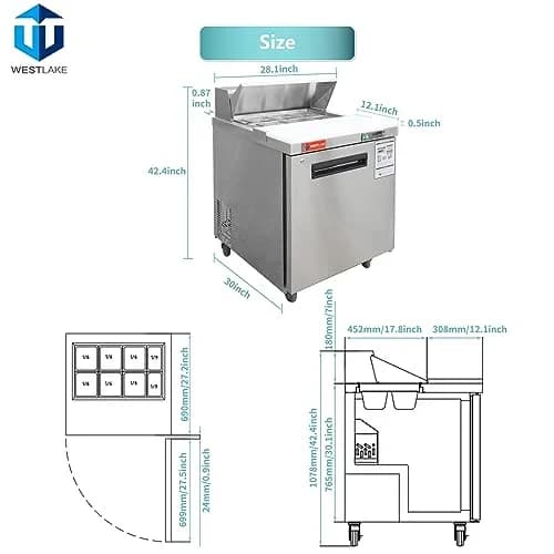 Westlake WKSR-27B Salad Prep Table Refrigerator 1 Door 33-40°F — view 2