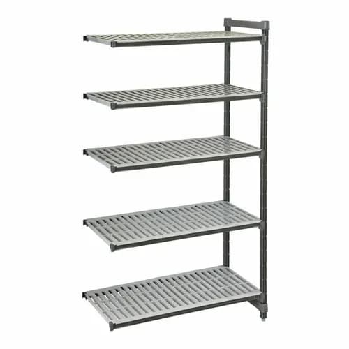 Cambro Camshelving EA244864V5580 5-Shelf Polypropylene Brushed Graphite Add-On Shelving Unit 48"W X 24"D X 64"H — main image