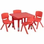 Flash Furniture YU-YCX-0043-2-MOON-TBL-BLUE-E-GG Blue Preschool Activity Table Set with Four Chairs — view 3