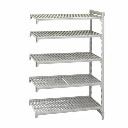 Cambro Camshelving CPA182484V5PKG 5-Shelf Polypropylene-Covered Steel Posts Speckled Gray Shelving Kit 24"W X 18"D X 84"H — main image