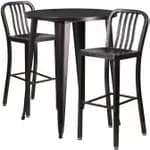 Flash Furniture CH-31330B-2-30GB-BK-GG Black Galvanized Steel Bar Stool and Table Set with Two Bar Stools — view 6