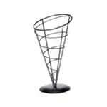 Tablecraft ACR259 Black Metal Vertigo Appetizer Cone with Two Ramekins 5" x 9" — view 3