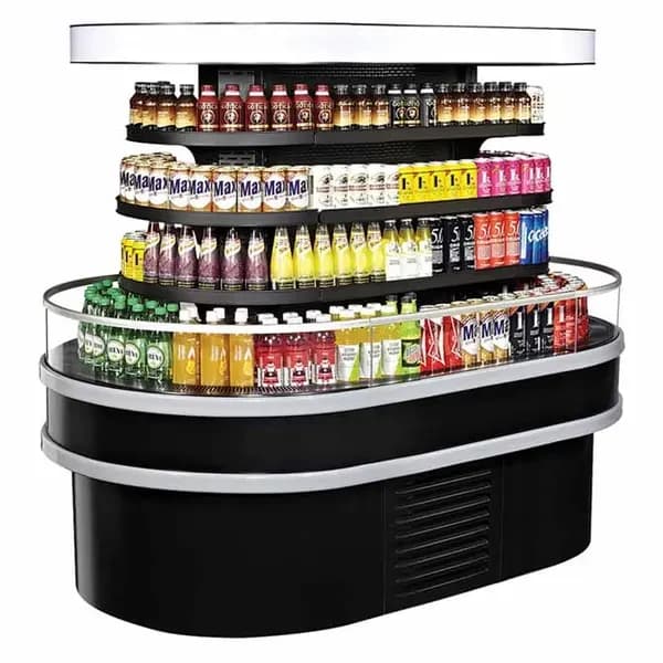 Turbo Air TIOM-20RSRB-N Black Oval Open Island Display Case Merchandiser 48"W x 67-7/8"D — view 2