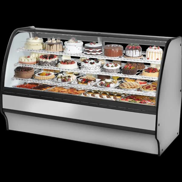True TGM-R-77-SC/SC-S-W Refrigerated Glass Merchandiser, 77", Stainless/White — main image
