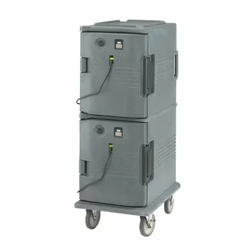 Cambro Ultra Camcart UPCH800191 2-Compartment Granite Gray Heated Food Pan Carrier — view 2
