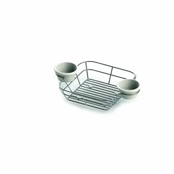 Tablecraft H711172BK Black Metal Meranda Square Basket with Integrated Ramekins 11" x 7" x 2 — view 2