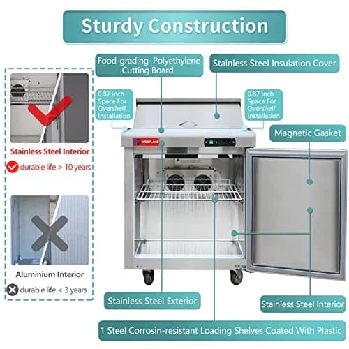 Westlake WKSR-27B Salad Prep Table Refrigerator 1 Door 33-40°F — view 4