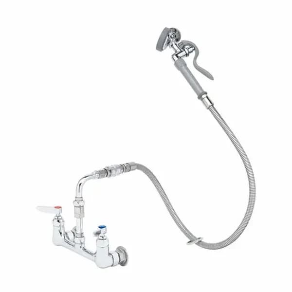 T&S B-0167-HH 8" Wall Mount Pre-Rinse Faucet with 44" Hose Spray Assembly with Spray Hose — view 2