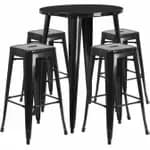 Flash Furniture CH-31330-2-30-BQ-GG Black and Antique Gold Galvanized Steel Table and Chair Set with Two Chairs — view 6