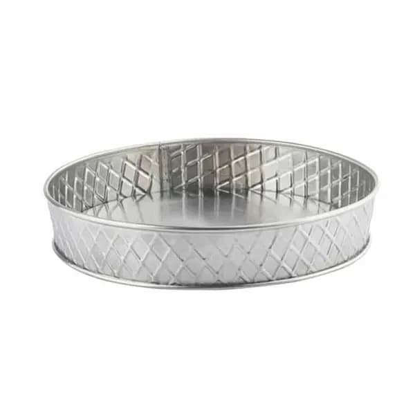 Tablecraft 10034 Lattice Stainless Steel Round Platter 8-1/8" Diameter x 1-1/2" — main image