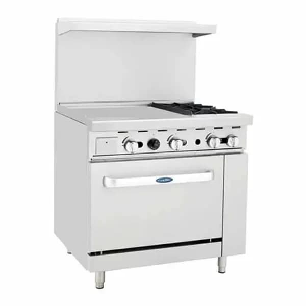 Atosa AGR-2B24GL-NG Natural Gas 2-Burner Range with 24" Griddle-Standard Oven 36"W — main image