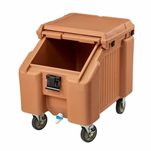 Cambro Slidinglid ICS100L157 100 Lb. Coffee Beige Mobile Ice Caddy — main image