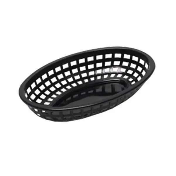 Tablecraft 1074BK Black Oval Platter Basket 9-1/4" x 6" x 1-3/4" | Case of 36 — view 2