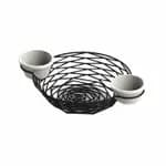 Tablecraft BK171172 Black Metal Artisan Square Basket with Integrated Ramekins 11" x 7-1/2" x 2" — view 6