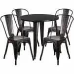 Flash Furniture CH-51090TH-4-18VRT-BQ-GG Black and Antique Gold Metal Table and Chair Set with Four Chairs — view 3