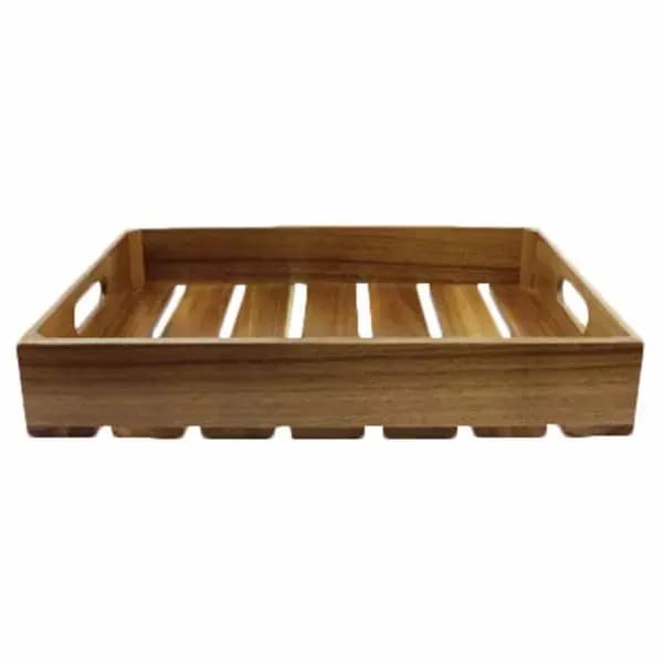 Tablecraft CRATE124 Half Size Brown Wood Display Crate 4-1/4" Deep — main image