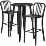 Flash Furniture CH-51080BH-2-30VRT-BK-GG Black Metal Bar Stool and Table Set with Two Bar Stools — view 5