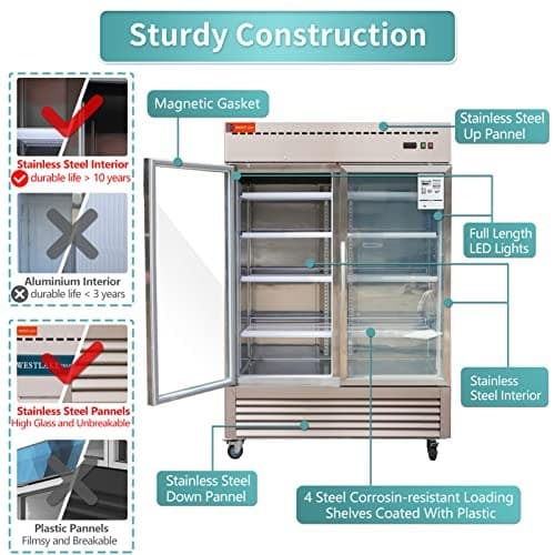 Westlake WKR-49BG Glass Door Merchandiser Refrigerator 2 Door 33-40°F — view 6