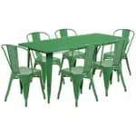 Flash Furniture ET-CT005-6-30-BK-GG Black Galvanized Steel Table and Chair Set with Six Chairs — view 6