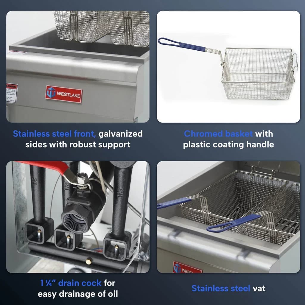 Westlake GF150 Deep Fryer 21" 150,000 Btu 70 lb Oil Capacity — view 4