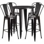 Flash Furniture CH-51090BH-4-30SQST-BK-GG Black Metal Bar Stool and Table Set with Four Bar Stools — view 6