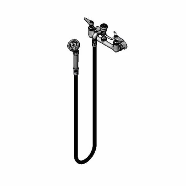 T&S B-0168 8" Wall Mount Pre-Rinse Faucet with Spray Assembly with Spray Hose — main image