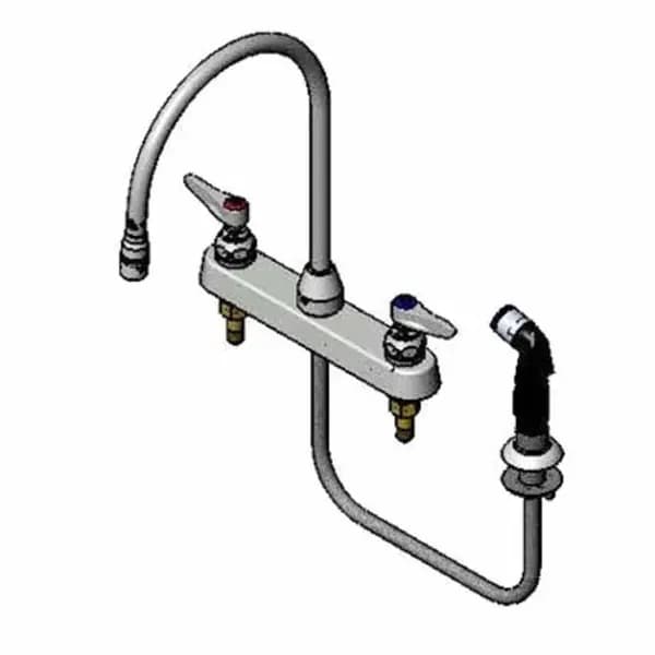 T&S B-1174 8" Deck Mount Lavatory Faucet with 8" Swing Spout Nozzle — main image