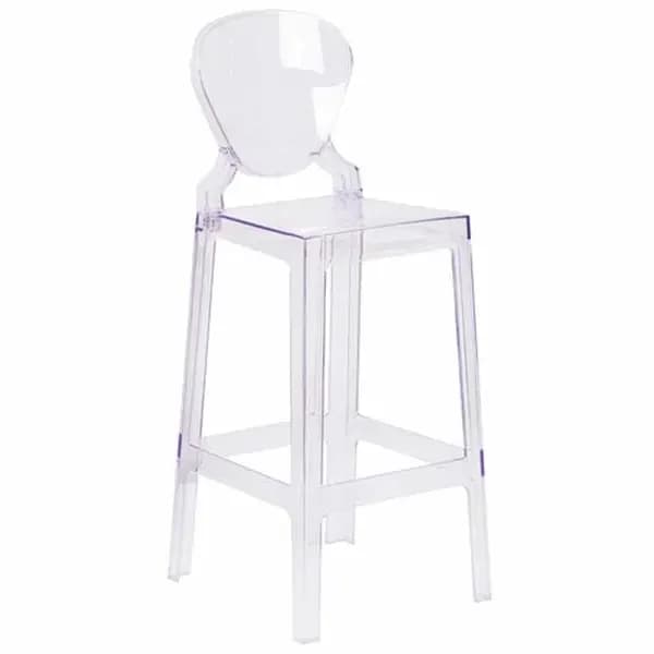 Flash Furniture OW-TEARBACK-29-GG Transparent Crystal Plastic Bar Stool — view 2