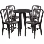 Flash Furniture CH-51080TH-4-18CAFE-BQ-GG Black and Antique Gold Metal Table and Chair Set with Four Chairs — view 6