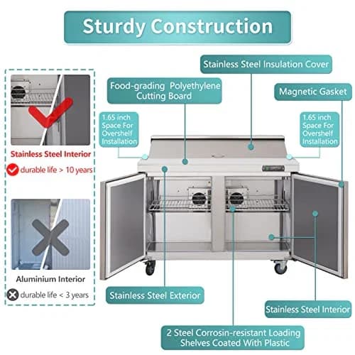 Westlake WKSR-60BM Salad Prep Table Refrigerator 2 Door 33-40°F — view 3