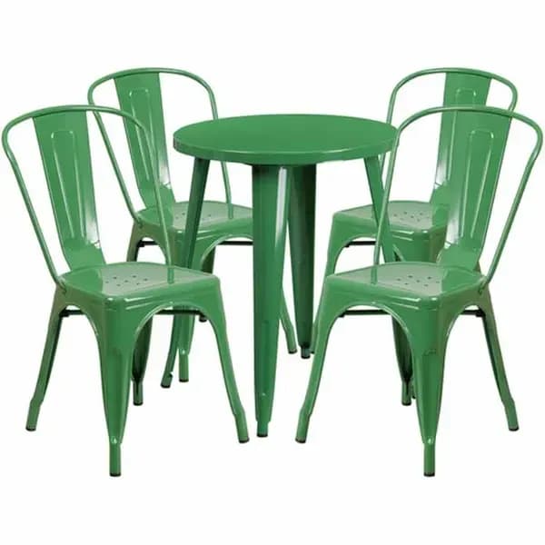 Flash Furniture CH-51080TH-4-18CAFE-GN-GG Green Metal Table and Chair Set with Four Chairs — main image
