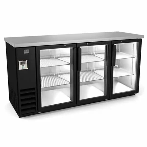 Kelvinator KCHBB72G Stainless Steel Top Back Bar Cooler with Glass Doors 73"W — main image