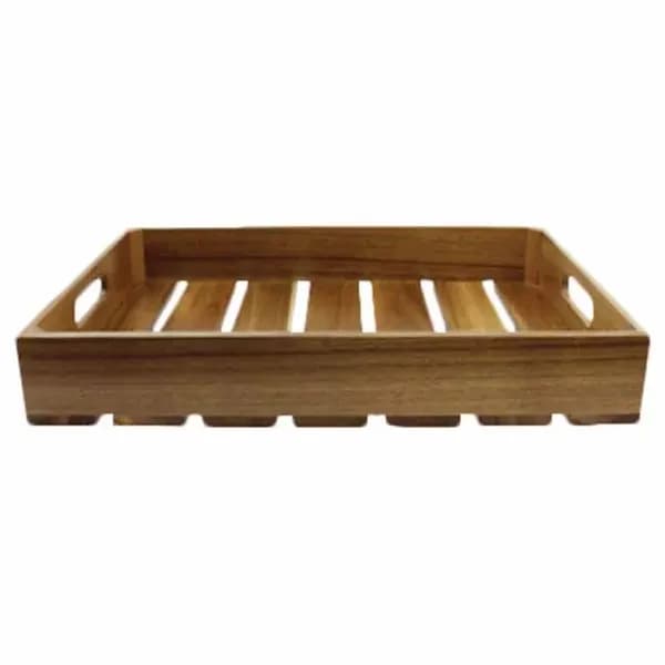 Tablecraft CRATE114 Full Size Brown Wood Display Crate 4-1/4" Deep — main image