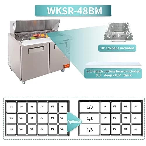 Westlake WKSR-48BM Salad Prep Table Refrigerator 2 Door 33-40°F — view 5
