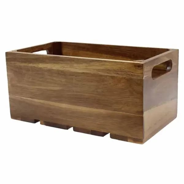 Tablecraft CRATE134 Third Size Brown Wood Display Crate 4-1/4" Deep — main image