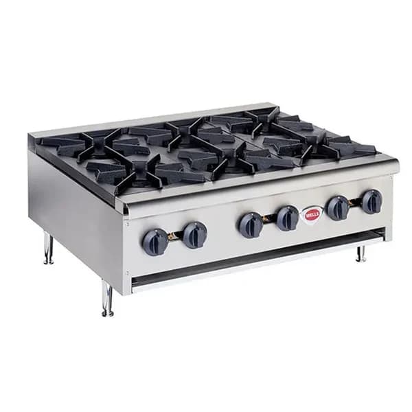 Wells HDHP-3630G Heavy Duty 156,000 BTU 6-Burner Gas Hot Plate 36"W — view 2