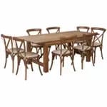 Flash Furniture XA-FARM-13-GG Pecan Wood Farm Table and Chair Set with Ten Chairs — view 6