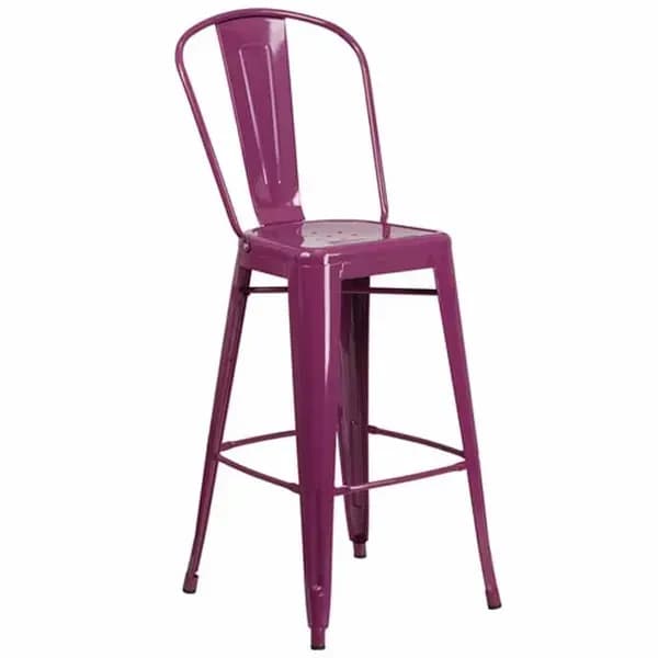 Flash Furniture ET-3534-30-PUR-GG Purple Galvanized Steel Bar Stool — view 2