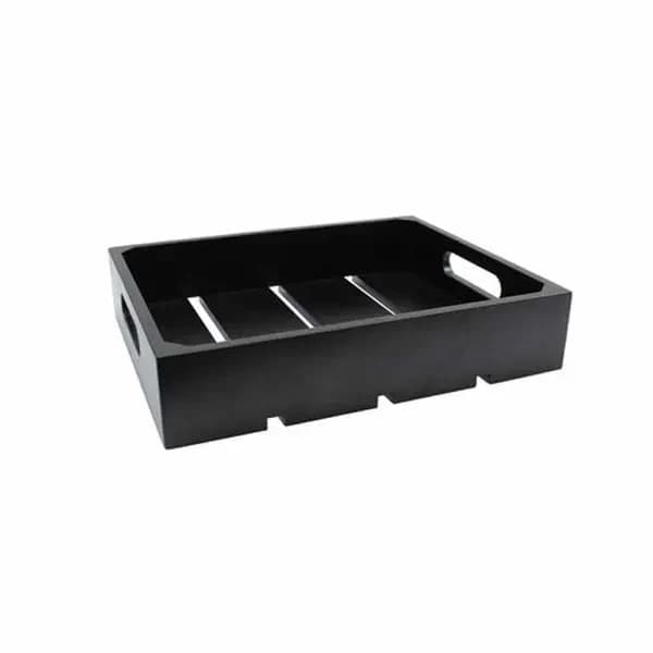 Tablecraft CRATE11BK Full Size Black Wood Display Crate 2-3/4" Deep — main image