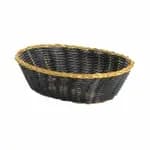 Tablecraft 875B Black Round Woven Basket with Gold Trim 8" x 2" | Case of 12 — view 4