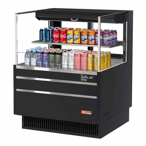 Turbo Air TOM-36L-UFD-B-2S-N Black Horizontal Open Display Case Merchandiser 34-3/4"W — view 2