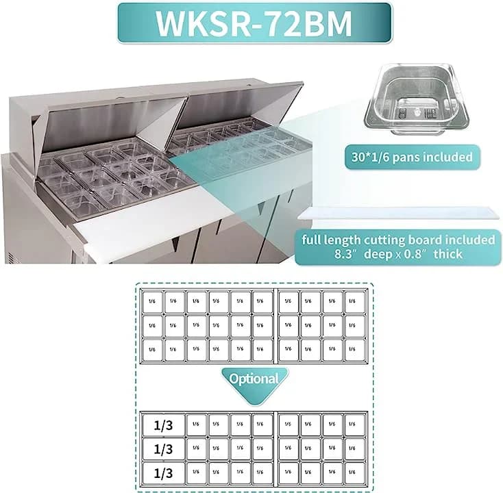 Westlake WKSR-72BM Salad Prep Table Refrigerator 3 Door 33-40°F — view 6