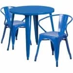 Flash Furniture CH-51090TH-2-18CAFE-BK-GG Black Metal Table and Chair Set with Two Chairs — view 3