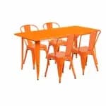 Flash Furniture ET-CT005-6-30-BK-GG Black Galvanized Steel Table and Chair Set with Six Chairs — view 3