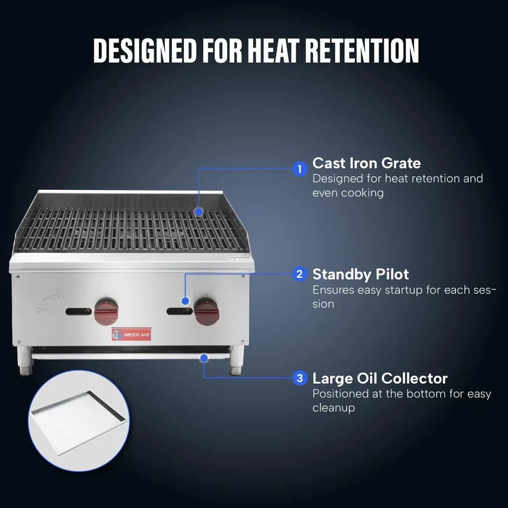 Westlake ECB-24S Gas Radiant Broiler 23.8" 60,000 Btu — view 3