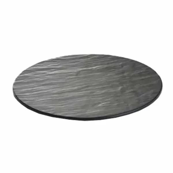 Tablecraft MG16 Frostone Black Slate Round Melamine Serving Tray 16" Diameter — view 2