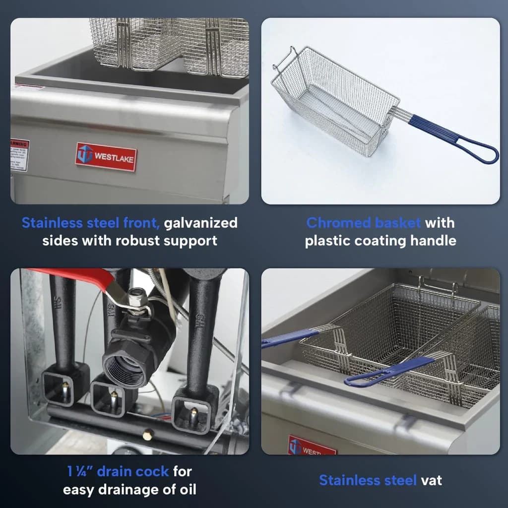Westlake GF90 Deep Fryer 15.5" 90,000 Btu 40 lb Oil Capacity — view 5