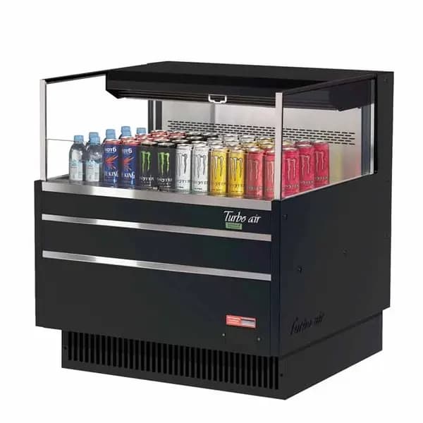Turbo Air TOM-36L-UF-B-1S-N Black Horizontal Open Display Case Merchandiser 34-3/4"W — view 2